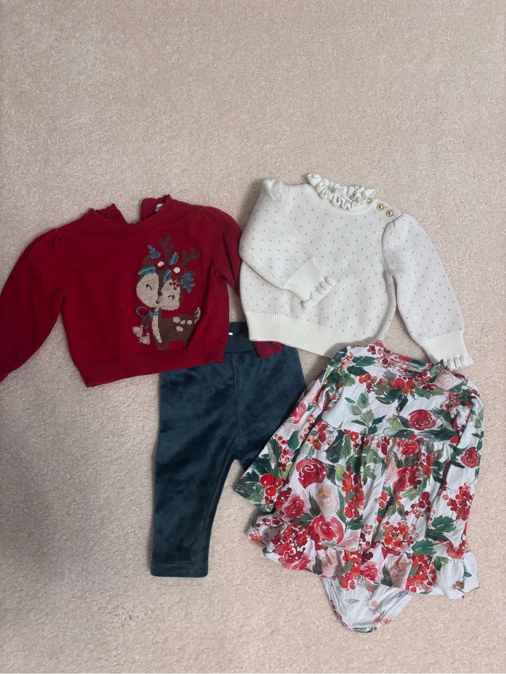Mayoral Red Sweater/pant set, posh peanut Floral Dress, Janie and jack sweater